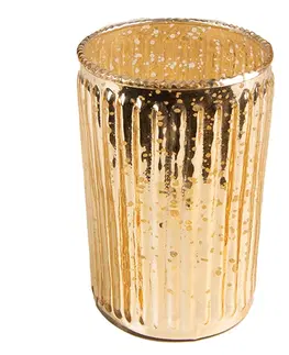 Svícny Zlatý skleněný svícen na čajovou svíčku Houder Gold - 6*9 cm Clayre & Eef 6GL4215GO