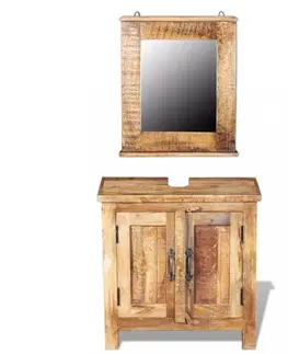 Koupelnový nábytek 2dílná sada se zrcadlem masivní dřevo Dekorhome