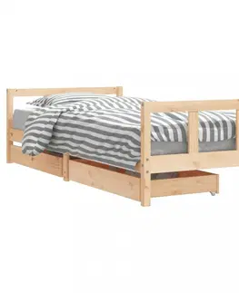 Dětské pokoje Dětská postel se zásuvkami 90 x 200 cm masivní borové dřevo