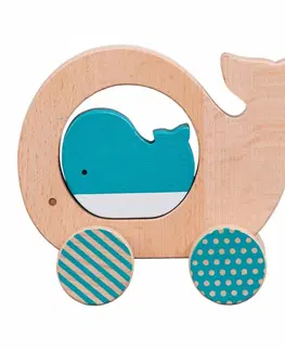 Hračky Petit Collage Velryba a mládě na kolečkách