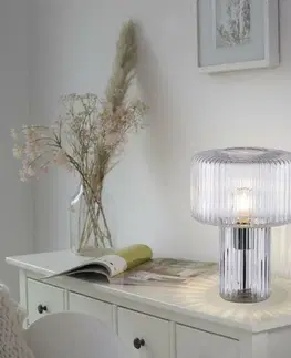 Designové stolní lampy PAUL NEUHAUS stolní lampa transparentní, sklo tvaru houby, pr.25cm, vypínač