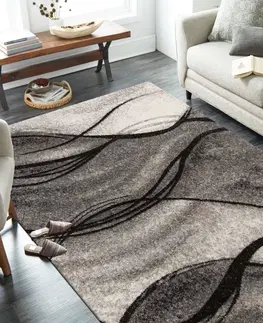 Moderní koberce Moderní šedý koberec s abstraktním motivem Šířka: 60 cm | Délka: 100 cm