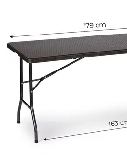 Zahradní nábytek Skládací zahradní rautový cateringový stůl 180 cm - ratan