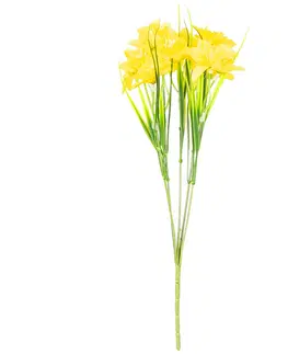 Květiny Umělá kytice Narcis s 15 květy, žlutá, 32 cm
