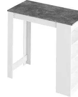 Barové stolky Barový stůl s regálem AUSTEN Tempo Kondela Bílá / beton