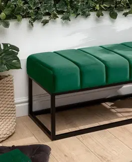 Lavice do ložnice LuxD Designová lavice Halle 110 cm samet - smaragdově zelená