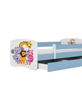 Dětské postýlky Kocot kids Dětská postel Babydreams ZOO modrá, varianta 80x160, bez šuplíků, s matrací