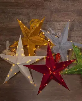 Vánoční světelná hvězda STAR TRADING Hvězda Velvet s Dew Drop LED světel. řetěz červená