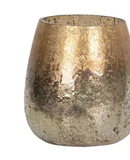 Svícny Stříbrno-zlatý skleněný svícen - Ø 11*14 cm Clayre & Eef 6GL2602M