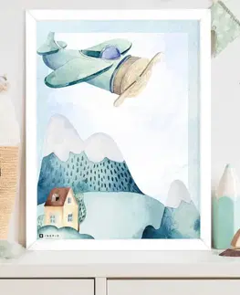 Obrazy do dětského pokoje Letadlo nad horami - obraz na stěnu