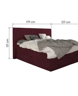 Postele Wersal Dvoulůžková kontinentální postel Minola 160x200 bordó