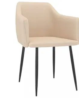 Židle Jídelní židle 2 ks látka / kov Dekorhome Krémová