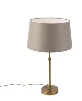 Stolni lampy Bronzová stolní lampa s plátěným odstínem taupe 35cm - Parte