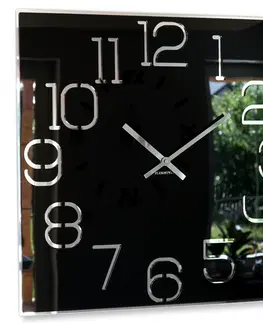 Nástěnné hodiny Stylové hranaté hodiny černé barvy
