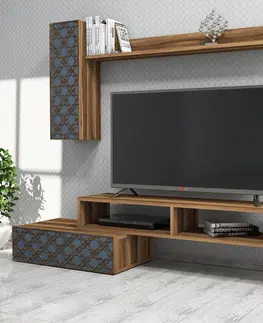 Obývací stěny a sestavy nábytku Televizní stěna PLANET ořech modrá