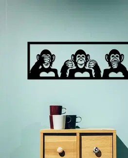 Bytové doplňky a dekorace Hanah Home Nástěnná kovová dekorace Opice 100x36 cm černá