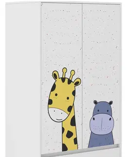 Nábytek Dětská šatní skříň s velkou žirafou 180x55x90 cm