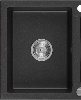 Kuchyňské dřezy MEXEN Andres granitový dřez s malým odkapávačem 1000 x 500 mm,černý/stříbrný metalik 6515101510-73