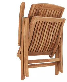 Zahradní židle Zahradní židle 4 ks teak / látka Dekorhome Tmavě modrá