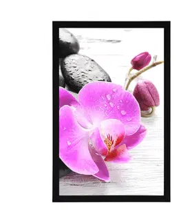 Feng Shui Plakát kouzelná souhra kamenů a orchideje