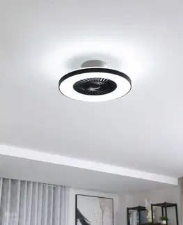 Stropní ventilátory se světlem Lindby Stropní ventilátor Lindby Smart LED Paavo, černý, tichý,Tuya