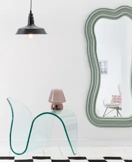 Luxusní a designová zrcadla Estila Asymetrické designové art deco zrcadlo Swan s polyuretanovým rámem v pastelové zelené barvě s kaskádovým efektem 100cm