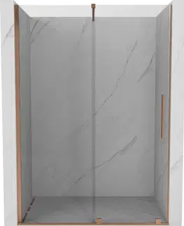 Sprchové kouty MEXEN/S Velar posuvné sprchové dveře 130, transparent, kartáčovaná měď 871-130-000-01-65