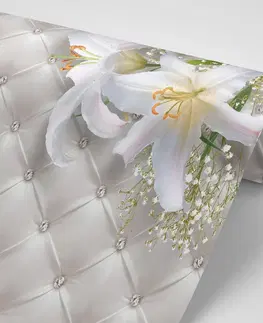 Samolepící tapety Samolepící tapeta elegantní lilie s imitací kůže