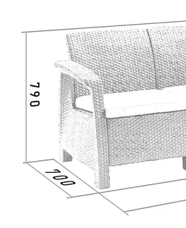 Zahradní židle a křesla DEOKORK Zahradní ratanová pohovka 2-místná CORFU LOVE SEAT (antracit)