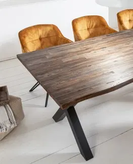 Designové a luxusní jídelní stoly Estila Industriální jídelní stůl Anda z masivního akátového dřeva hnědé barvy 160cm