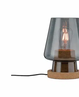 Industriální stolní lampy Paulmann stolní lampa Iben 1-ramenné kouřové sklo/korek 797.36 P 79736