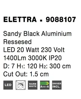 LED lustry a závěsná svítidla NOVA LUCE závěsné svítidlo ELETTRA černý hliník zapuštěné LED 20W 230V 3000K IP20 9088107
