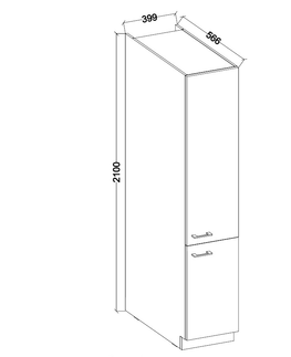 Kuchyňské linky ARCENIO, skříňka vysoká 40 DK-210 2F, korpus: dub artisan, dvířka: lanýžově šedá