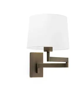 Nástěnná svítidla s látkovým stínítkem FARO ARTIS nástěnná lampa, bronzová/bílá, s nastavitelným ramenem