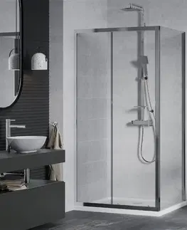 Sprchové vaničky MEXEN/S Apia obdélníkový sprchový kout 130x90, transparent, chrom + vanička 840-130-090-01-00-4010