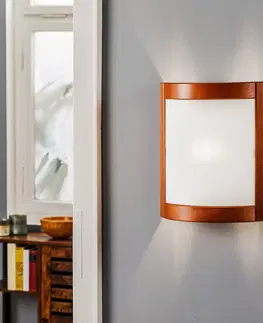 Nástěnná svítidla Lamkur Nástěnné světlo Zanna ze dřeva, 34 cm, rustikální