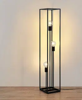 Stojací lampy Lindby Lindby Krisha stojací lampa z černé oceli 3 zdroje