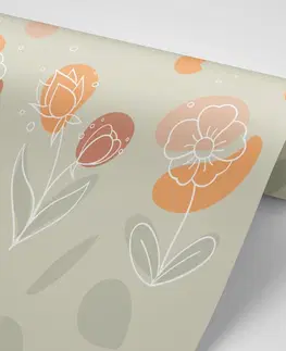 Samolepící tapety Samolepící tapeta minimalistické květiny v decentních tónech