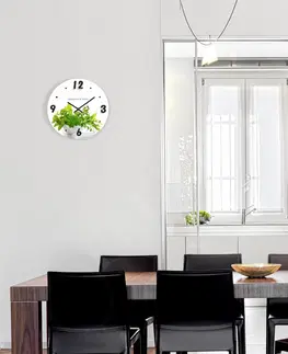Kuchyňské hodiny Kuchyňské nástěnné hodiny s bylinkami