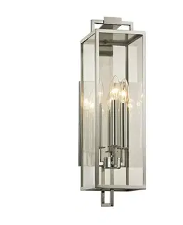 Moderní venkovní nástěnná svítidla HUDSON VALLEY venkovní nástěnné svítidlo BECKHAM kov/sklo ocel/čirá E14 3x40W B6532-CE