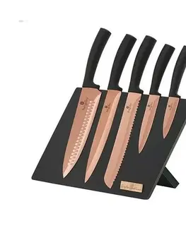 Kuchyňské nože Berlinger Haus 6dílná sada nožů s magnetickým stojanem Rosegold Metallic Line 