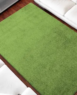 Koberce SHAGGY Jednobarevný koberec zelené barvy