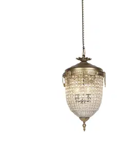 Zavesna svitidla Art Deco závěsná lampa krystal se zlatem 40 cm - Cesar