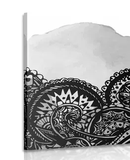 Černobílé obrazy Obraz Mandala v černobílém provedení