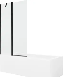 Vany MEXEN/S Cubik obdélníková vana 160 x 70 cm s panelem + vanová zástěna 100 cm, transparent, černá 550316070X9410117000