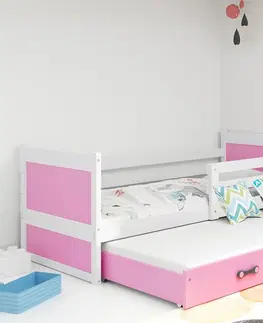 Postele BMS Dětská postel s přistýlkou RICO 2 | bílá 80x190 cm Barva: Růžová