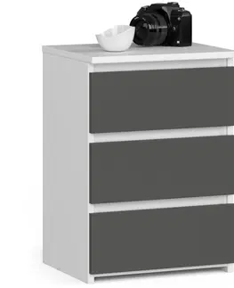 Komody Ak furniture Komoda CL3 se 3 zásuvkami 40 cm bílá/šedá