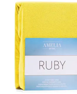 Prostěradla Froté prostěradlo s gumou AmeliaHome Ruby žluté, velikost 140-160x200