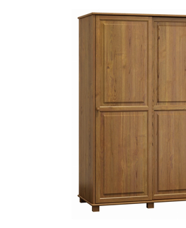 Šatní skříně Kombinovaná skříň 2D BHAGIRA 8, šíře 120 cm, masiv borovice, moření: dub