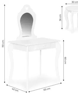 Toaletní stolky Dětský dřevěný toaletní stolek EcoToys bílý